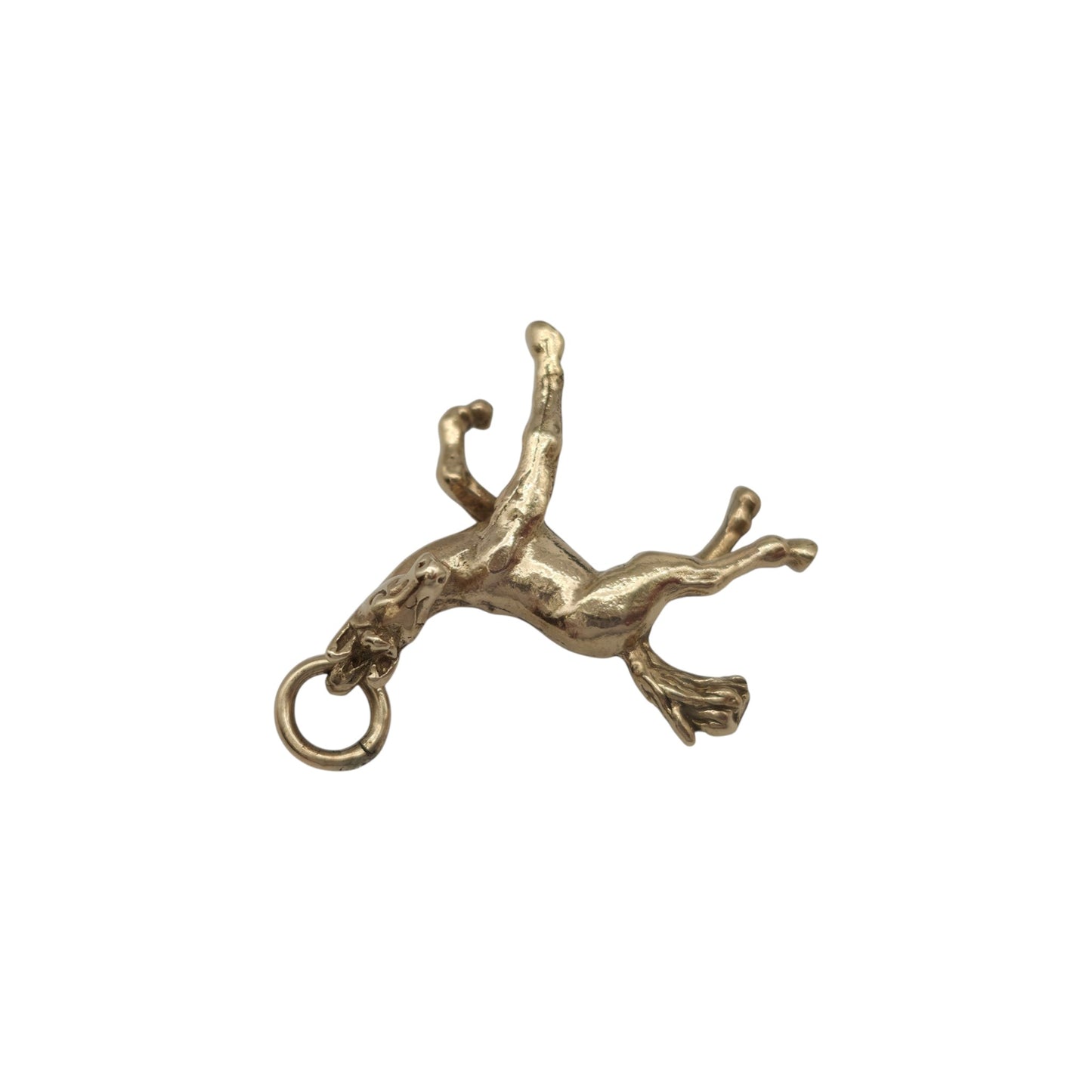 Cast 9ct 375 Yellow Gold Horse Charm 1963 L 2.2 cm 4.7 g.