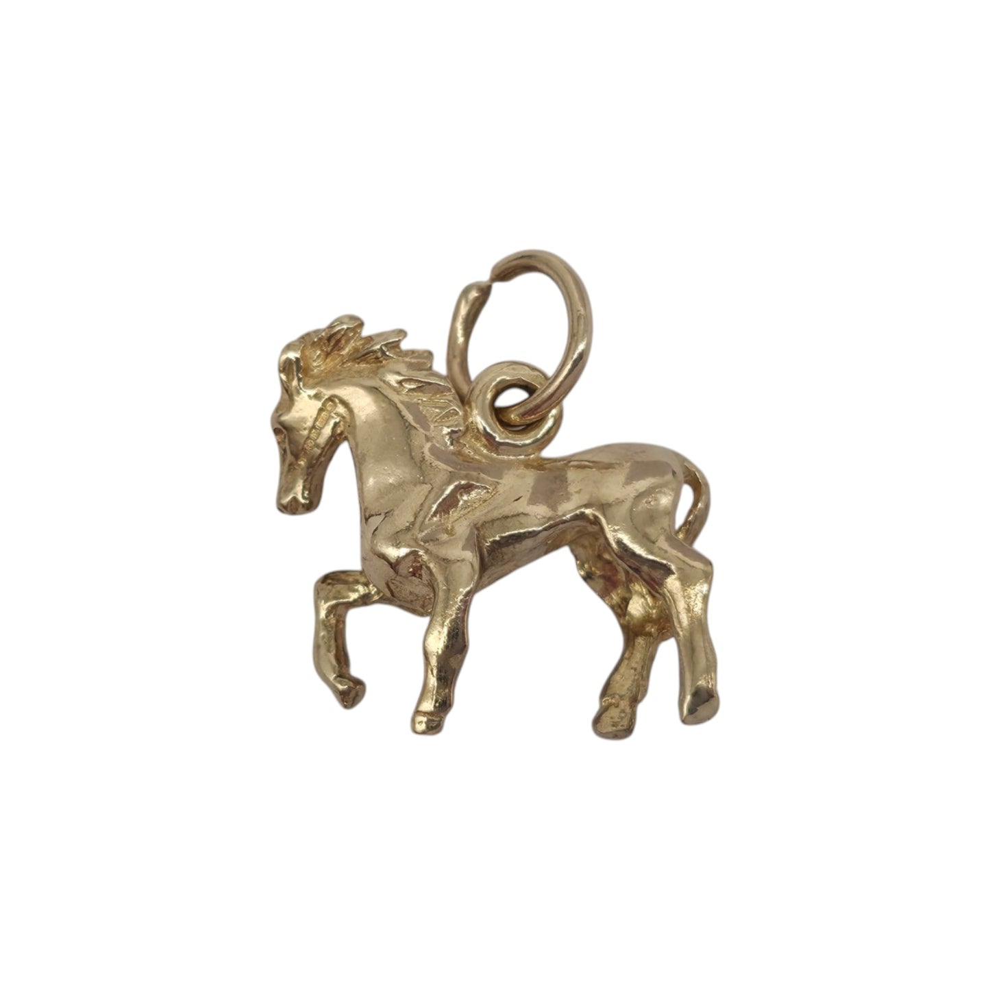 9ct 375 Yellow Gold Horse Charm c.1997 L 1.3 cm 2.5 g.