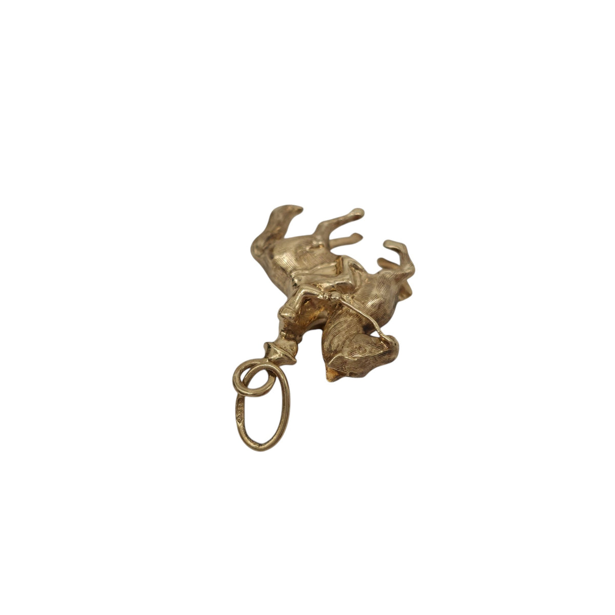 9ct 375 Yellow Gold Racing Horse Charm 1968 L 1.9 cm 1.7 g.