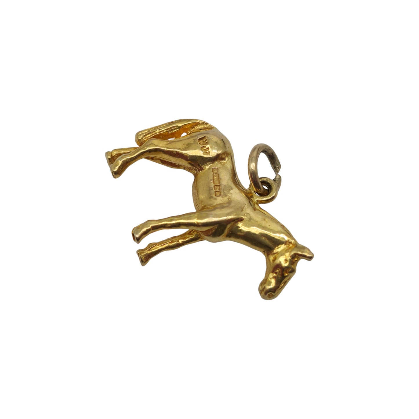 Cast 9ct 375 Yellow Gold Horse Charm 1971 L 2.2 cm 4.3 g.
