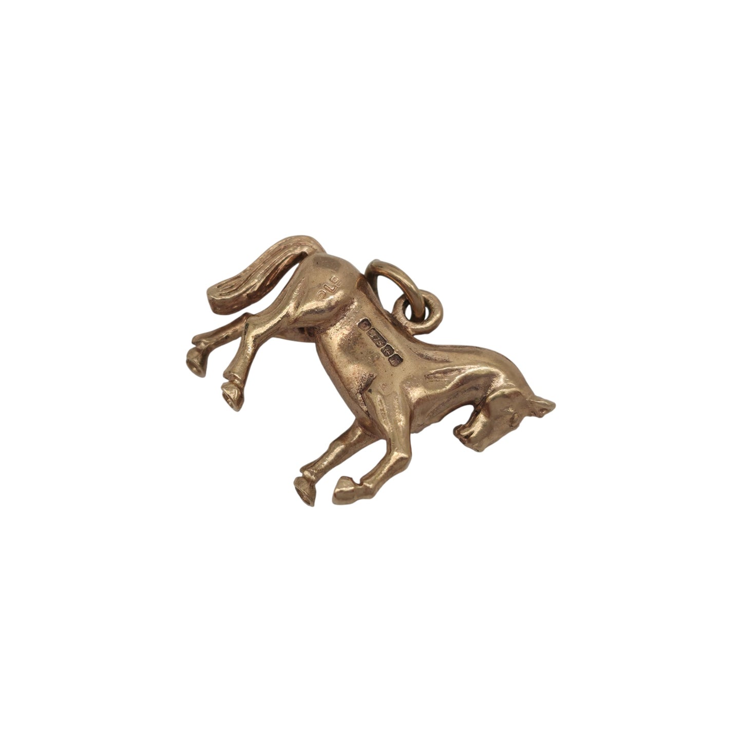Cast 9ct 375 Yellow Gold Horse Charm 1968 L 2.0 cm 3.9 g.
