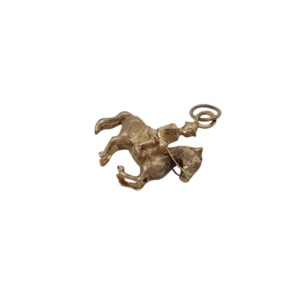9ct 375 Yellow Gold Racing Horse Charm 1968 L 1.9 cm 1.7 g.