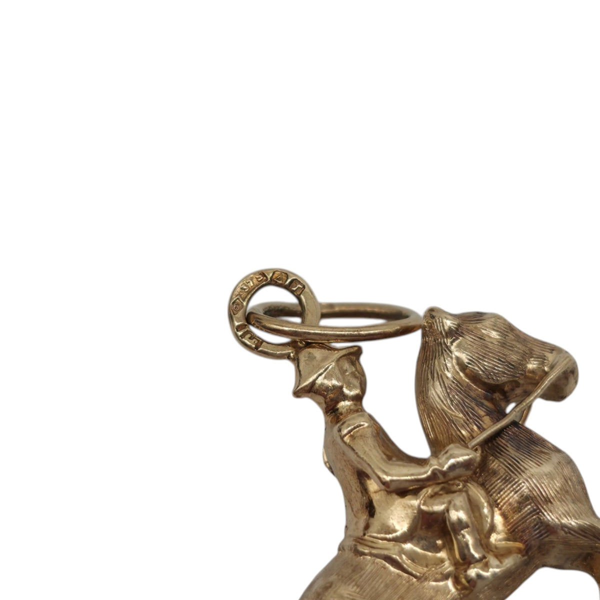 9ct 375 Yellow Gold Racing Horse Charm 1968 L 1.9 cm 1.7 g.