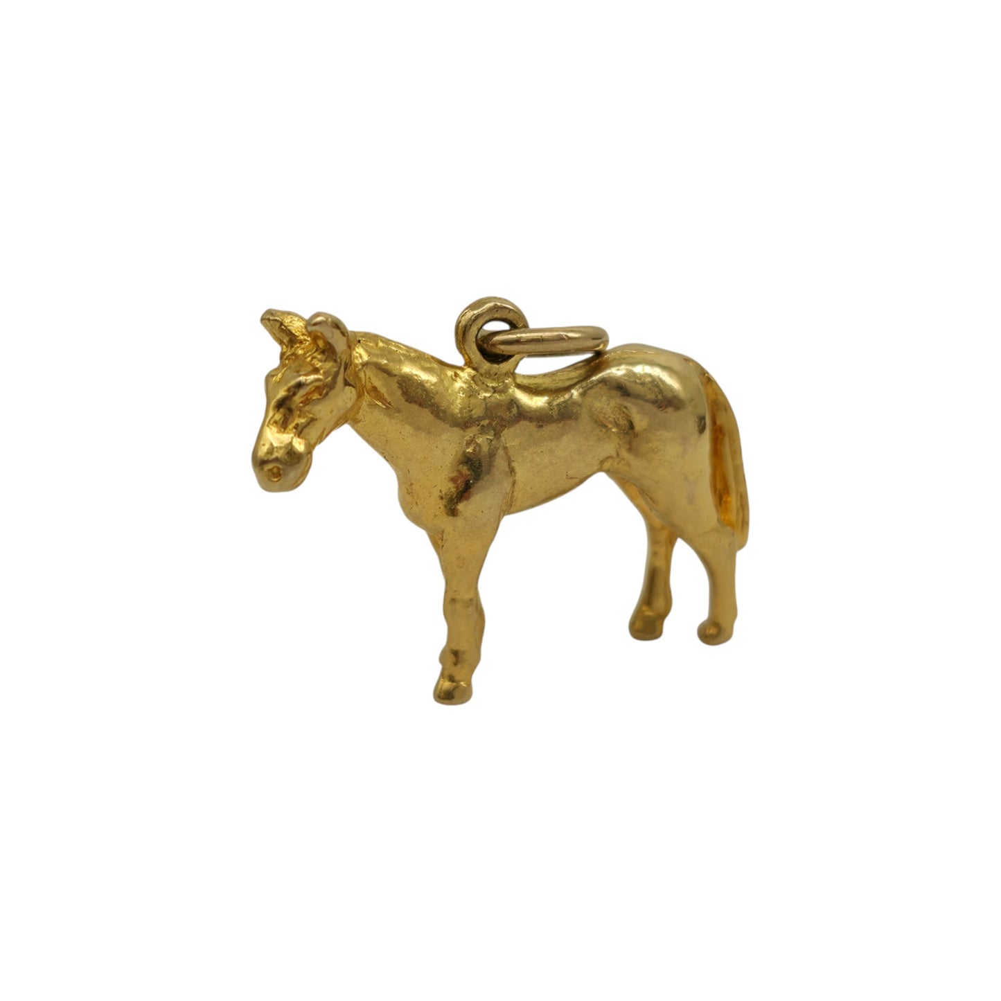 Cast 9ct 375 Yellow Gold Horse Charm 1971 L 2.2 cm 4.3 g.