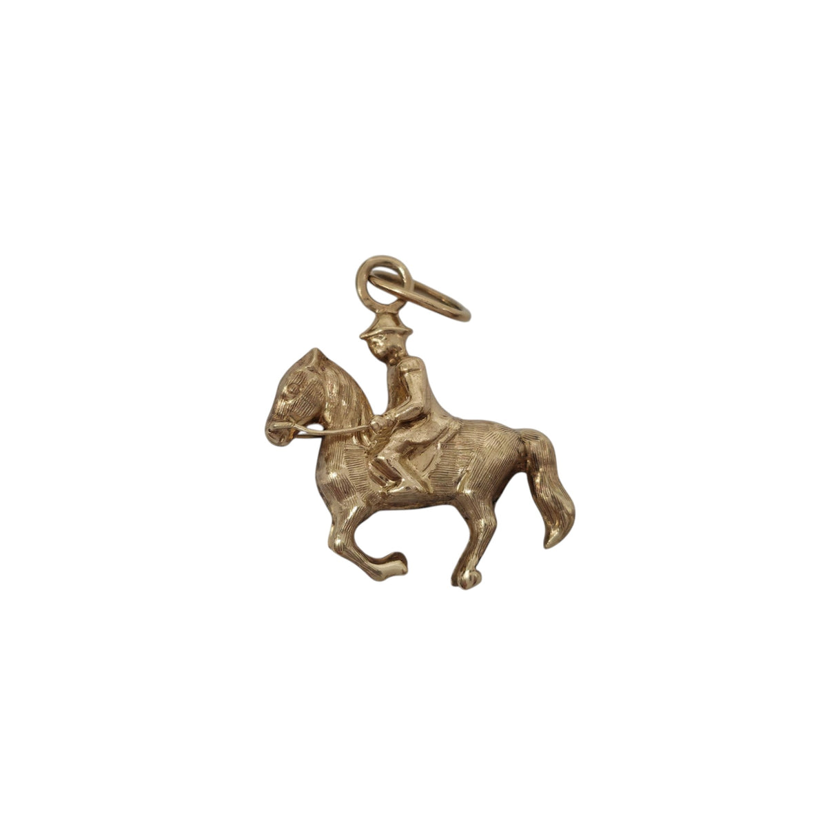 9ct 375 Yellow Gold Racing Horse Charm 1968 L 1.9 cm 1.7 g.