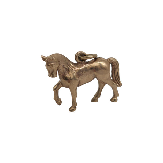 Cast 9ct 375 Yellow Gold Horse Charm 1968 L 2.0 cm 3.9 g.