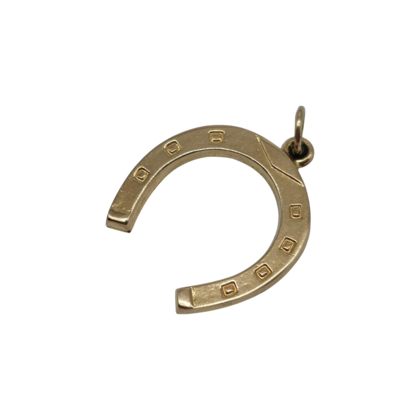 9ct 375 Yellow Gold Horseshoe Charm 1976 L 1.7 cm 0.7 g.