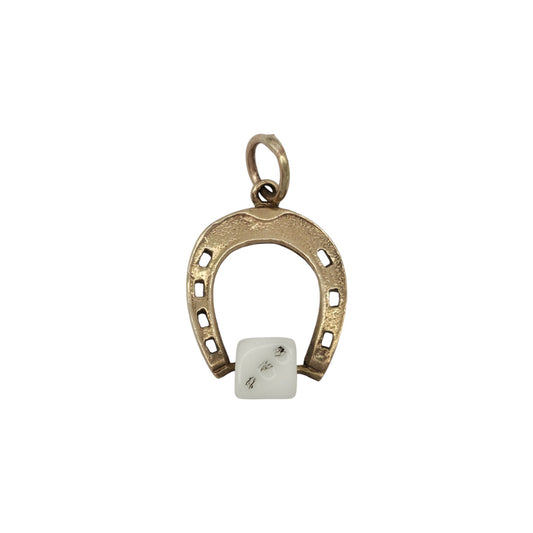 9ct 375 Yellow Gold Horseshoe Lucky Charm 1970 L 1.6 cm 1.1 g.