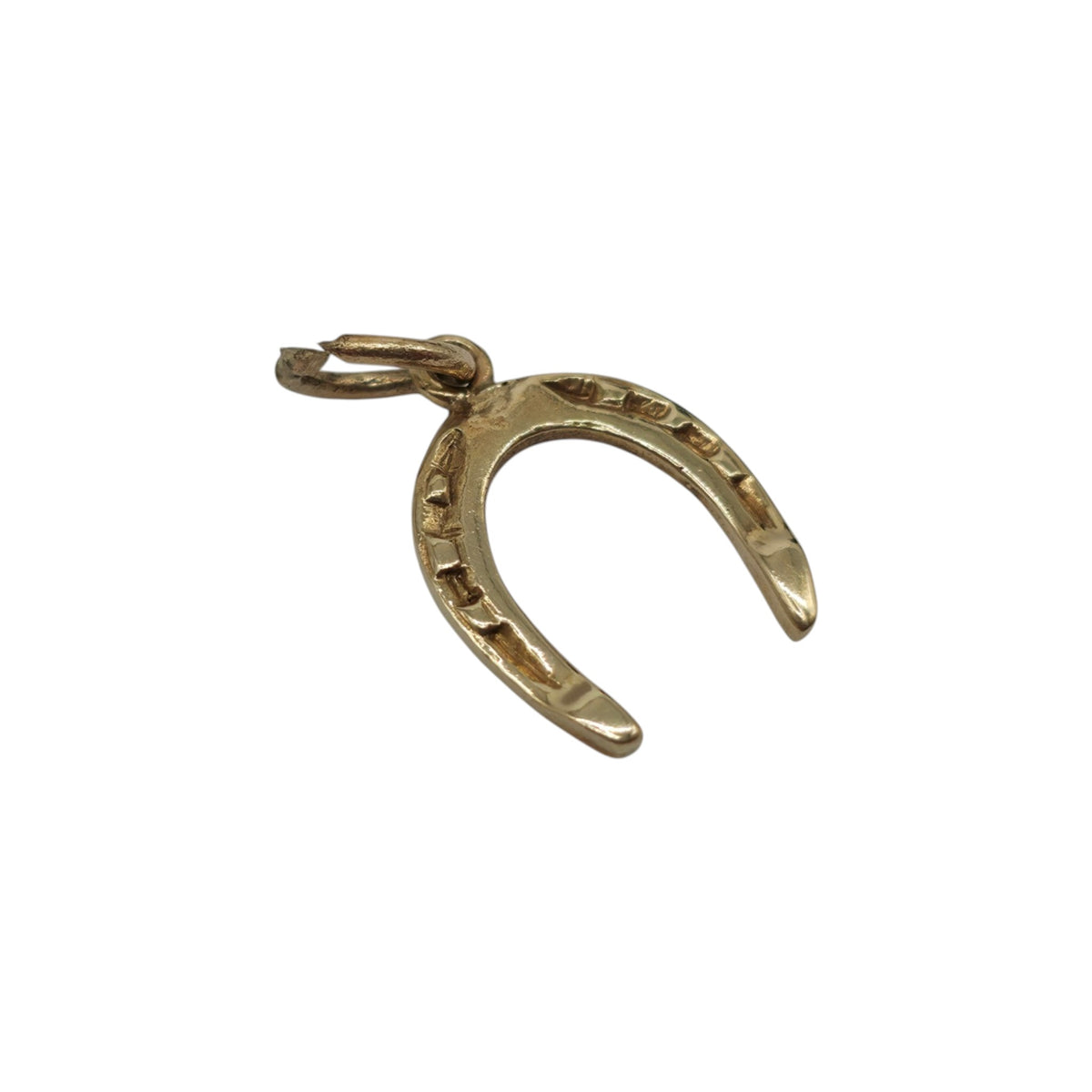 9ct 375 Yellow Gold Horseshoe Charm 1990 L 1.1 cm 0.5 g.