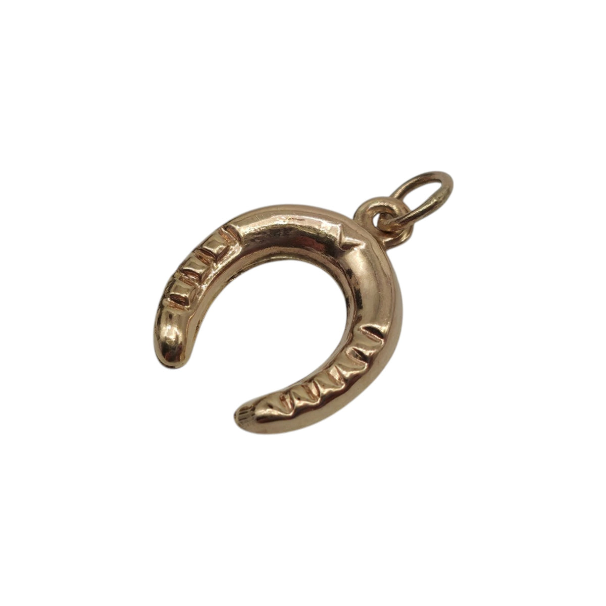 9ct 375 Yellow Gold Horseshoe Charm 1980 L 1.2 cm 0.3 g.
