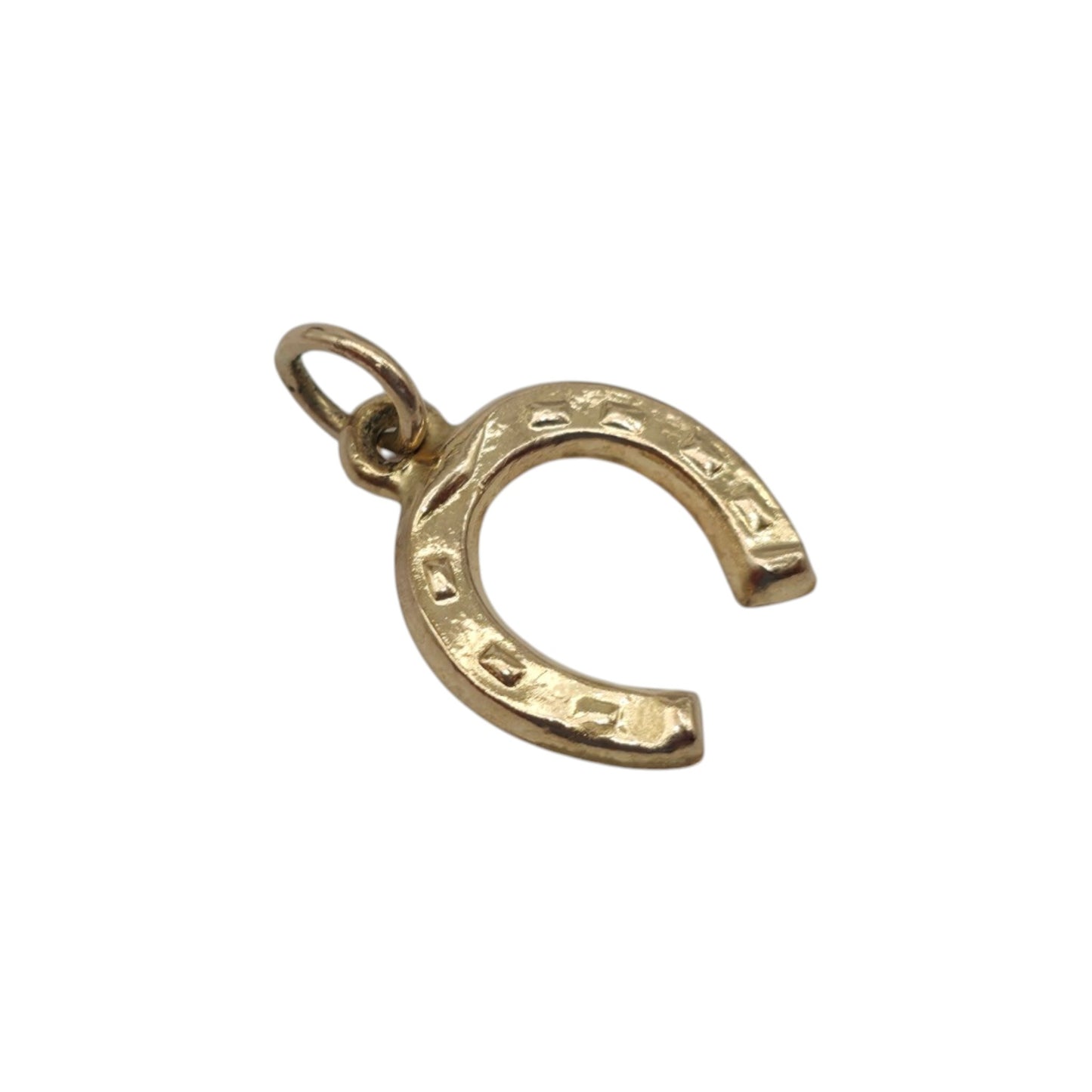 9ct 375 Yellow Gold Horseshoe Charm 1977 L 1.1 cm 0.3 g.