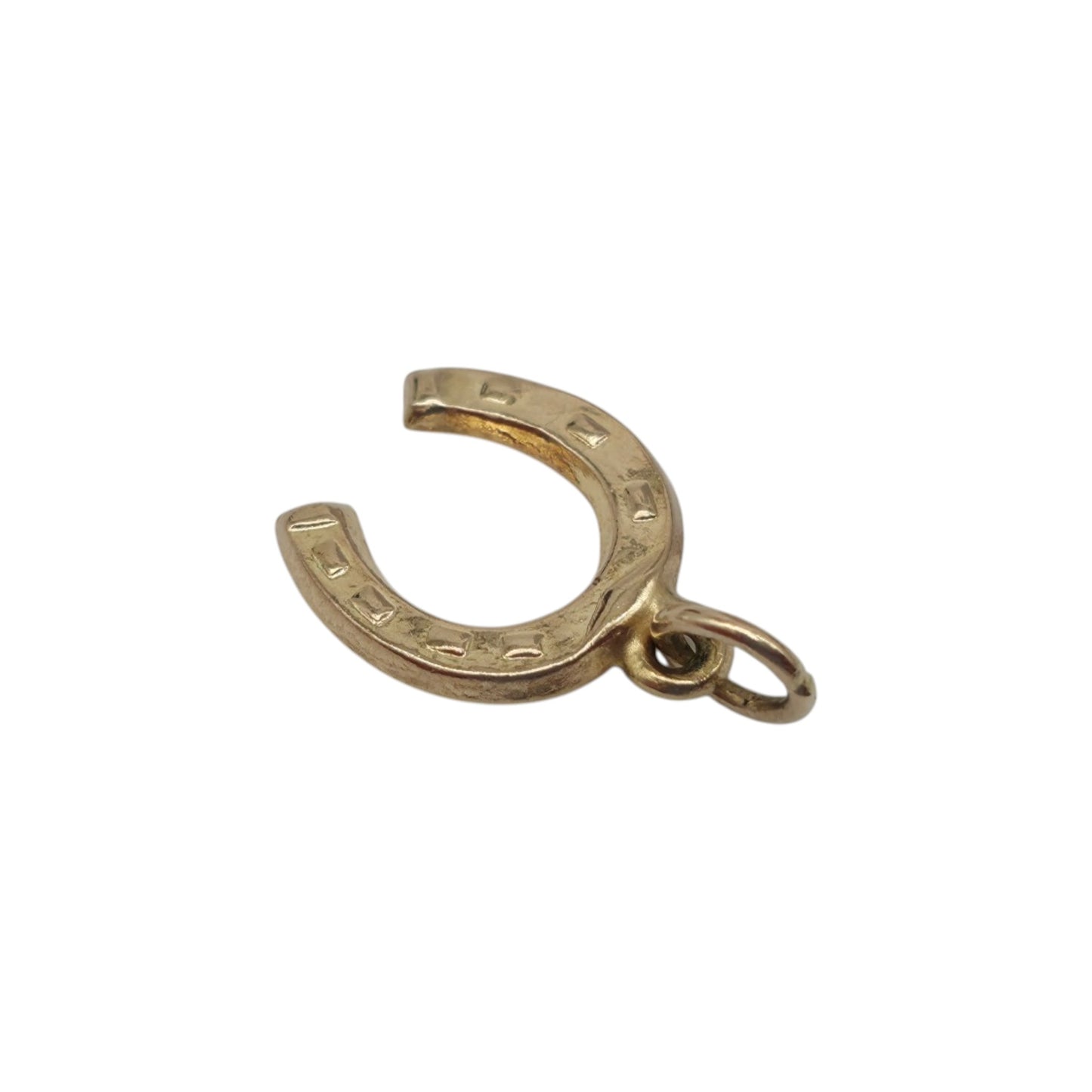 9ct 375 Yellow Gold Horseshoe Charm 1977 L 1.1 cm 0.3 g.