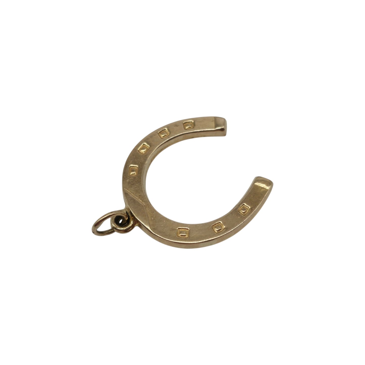 9ct 375 Yellow Gold Horseshoe Charm 1976 L 1.7 cm 0.7 g.