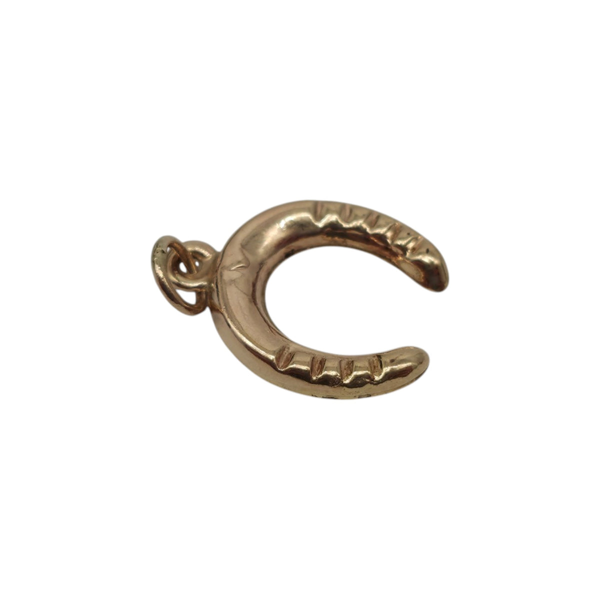 9ct 375 Yellow Gold Horseshoe Charm 1980 L 1.2 cm 0.3 g.