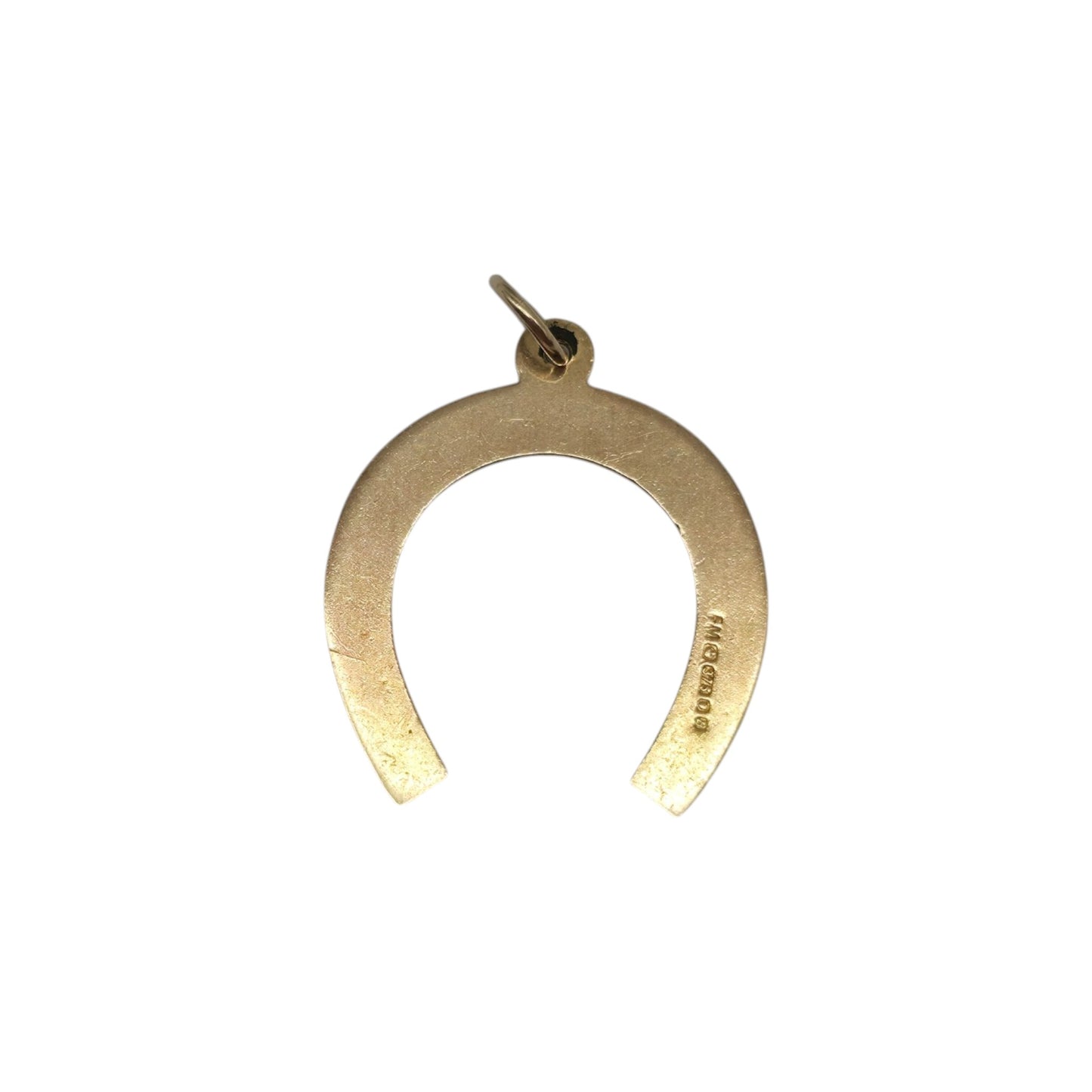 9ct 375 Yellow Gold Horseshoe Charm 1976 L 1.7 cm 0.7 g.