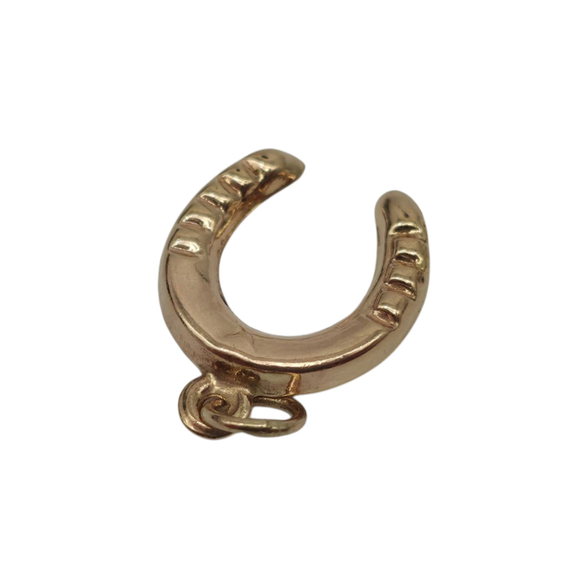 9ct 375 Yellow Gold Horseshoe Charm 1980 L 1.2 cm 0.3 g.