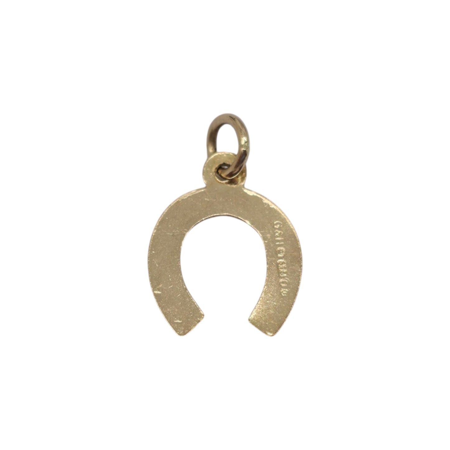 9ct 375 Yellow Gold Horseshoe Charm 1977 L 1.1 cm 0.3 g.