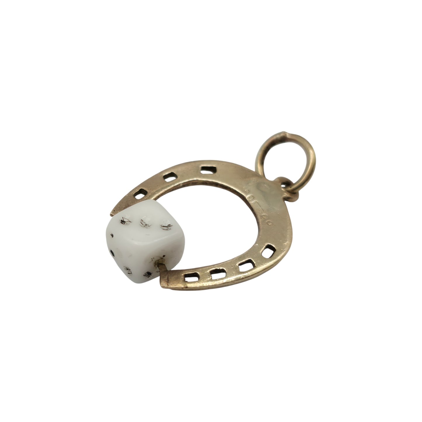 9ct 375 Yellow Gold Horseshoe Lucky Charm 1970 L 1.6 cm 1.1 g.