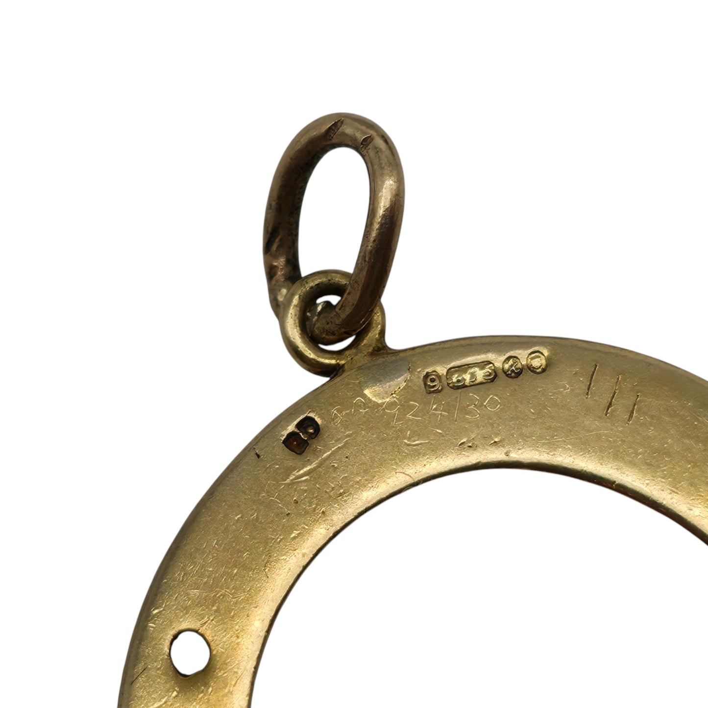 Large 9ct 375 Yellow Gold Horseshoe Charm 1965 L 2.4 cm 2.8 g.