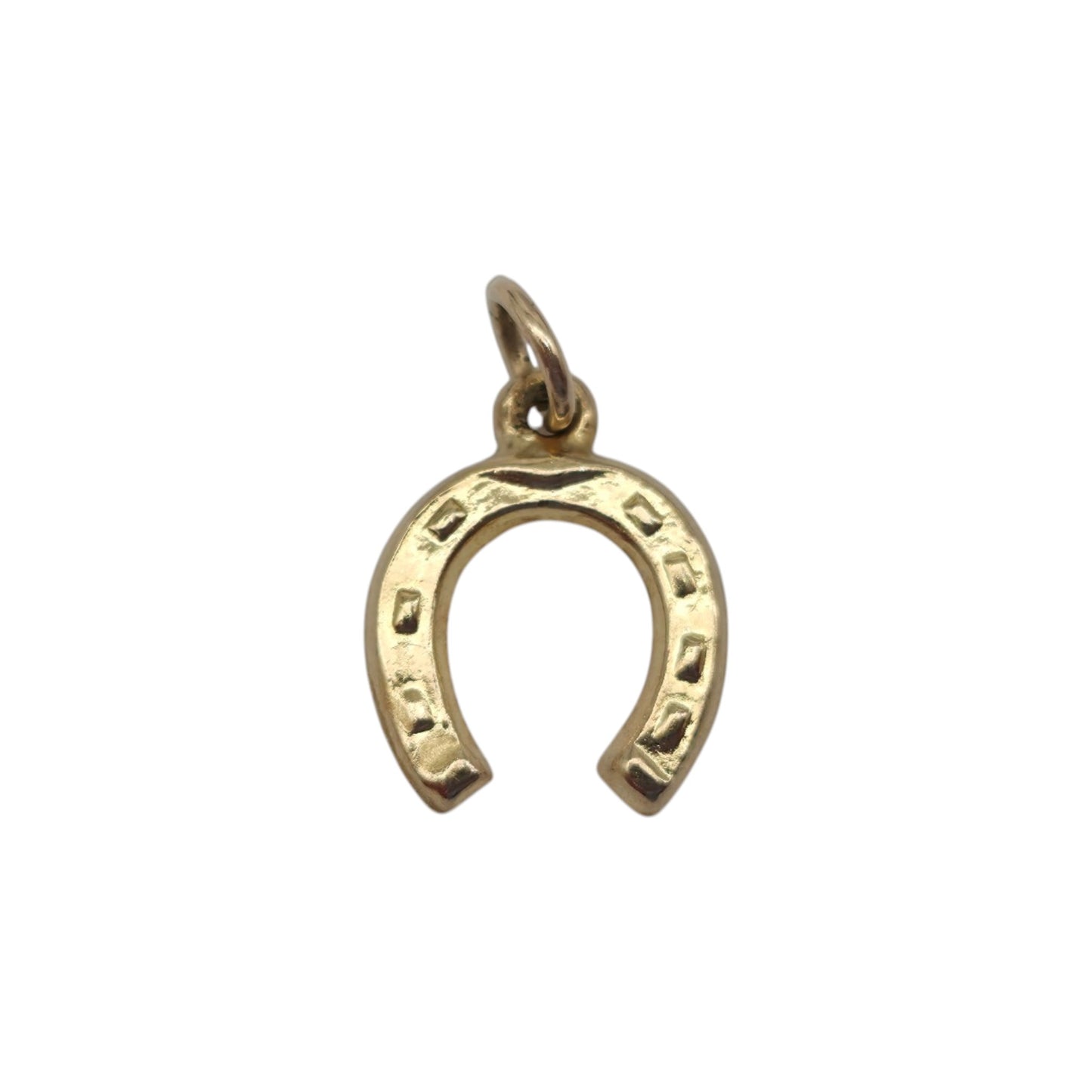 9ct 375 Yellow Gold Horseshoe Charm 1977 L 1.1 cm 0.3 g.