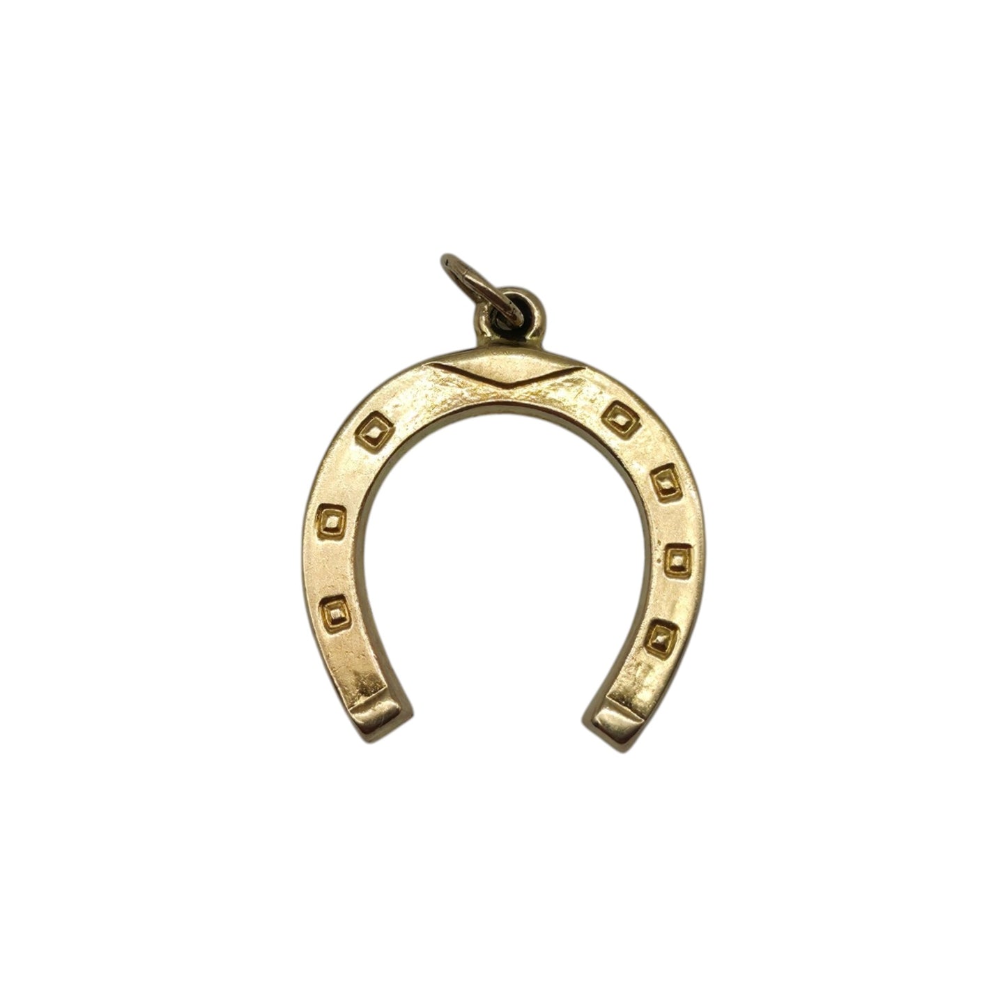 9ct 375 Yellow Gold Horseshoe Charm 1976 L 1.7 cm 0.7 g.