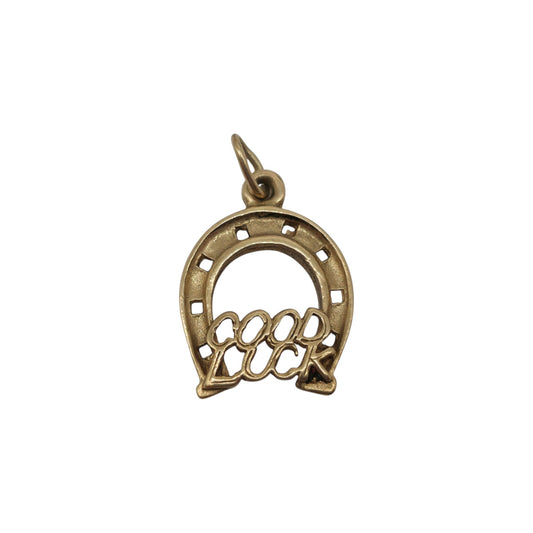 9ct 375 Yellow Gold Horseshoe "Good Luck" Charm 1971 L 1.3 cm 1.0 g.