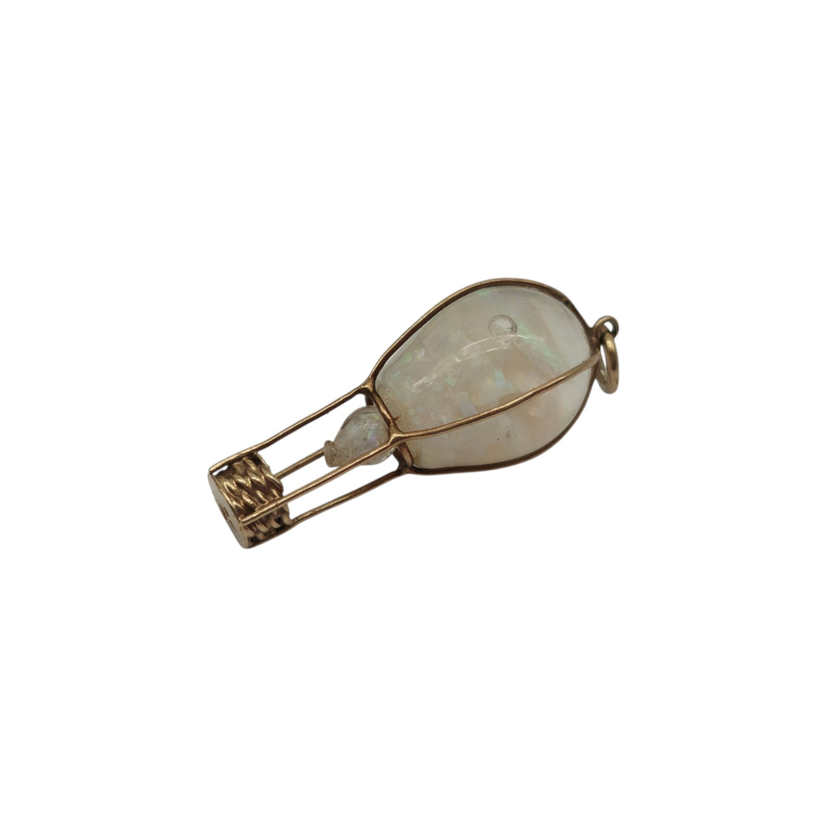 Unusual 9ct 375 Yellow Gold Hot Air Balloon With Opals Charm 1963 L 2.5 cm 2.6 g.