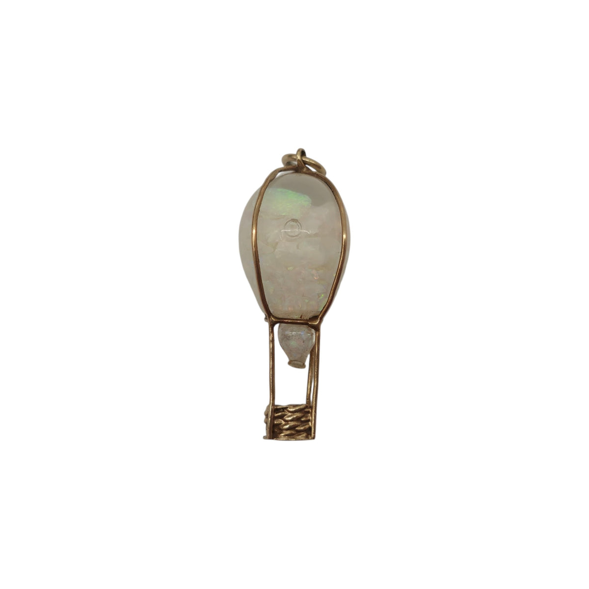 Unusual 9ct 375 Yellow Gold Hot Air Balloon With Opals Charm 1963 L 2.5 cm 2.6 g.