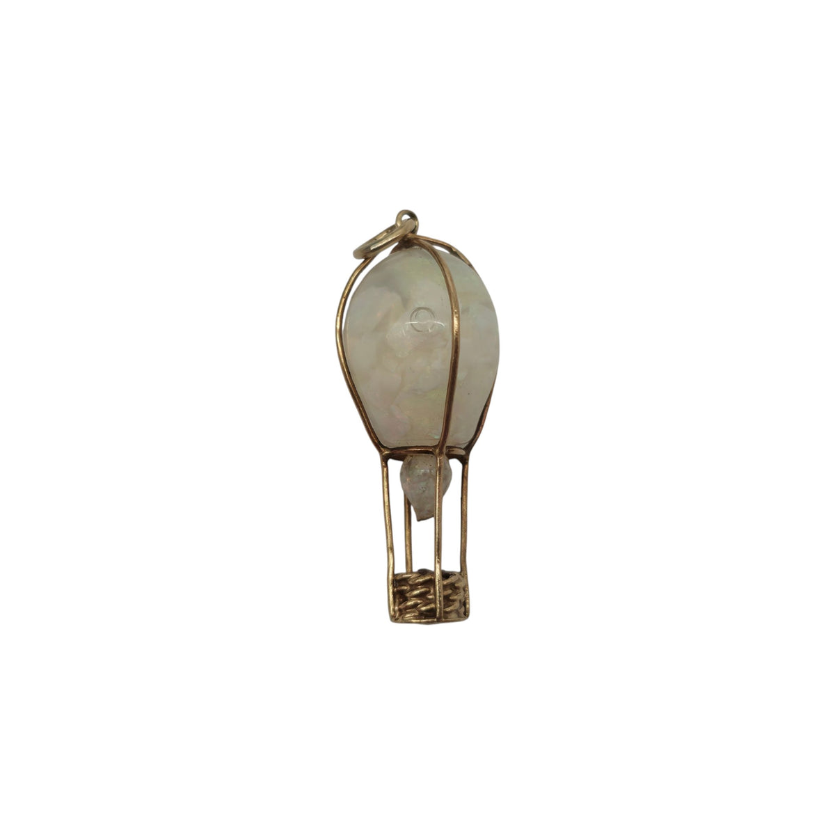 Unusual 9ct 375 Yellow Gold Hot Air Balloon With Opals Charm 1963 L 2.5 cm 2.6 g.