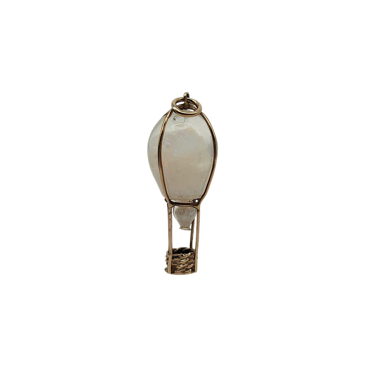Unusual 9ct 375 Yellow Gold Hot Air Balloon With Opals Charm 1963 L 2.5 cm 2.6 g.