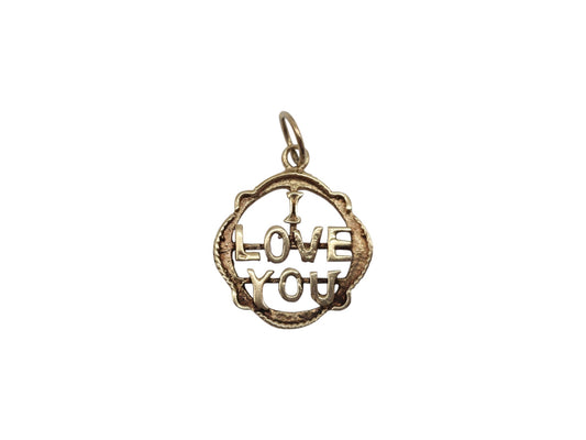 9ct 375 Yellow Gold "I Love You" Charm 1967 L 1.8 cm 1.4 g.