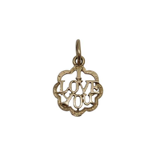 9ct 375 Yellow Gold "I Love You" Charm 1972 L 1.4 cm 1.1 g.