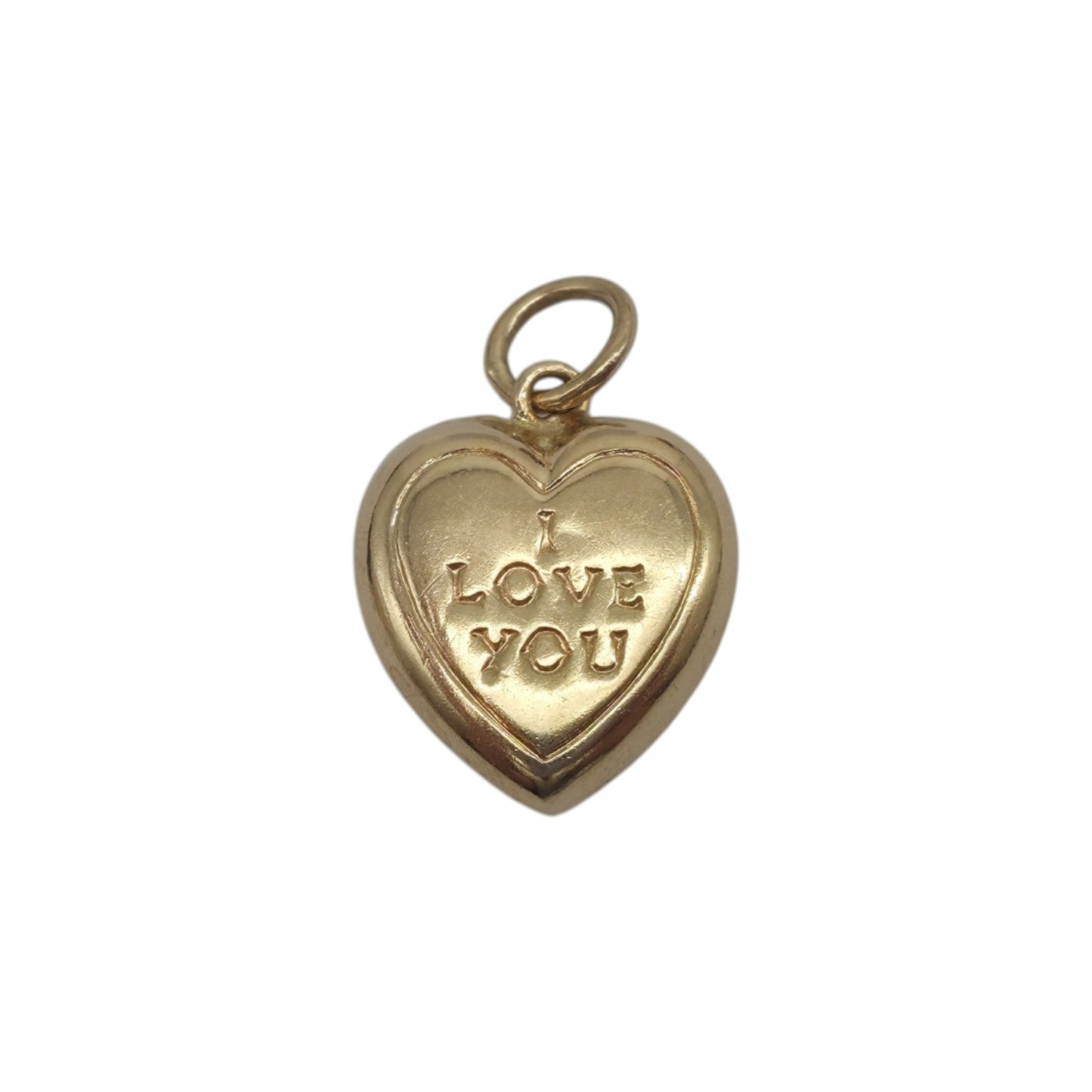 9K 375イエローゴールド "I Love You" ハートチャーム 1964年頃製 長さ1.3cm 0.8g
