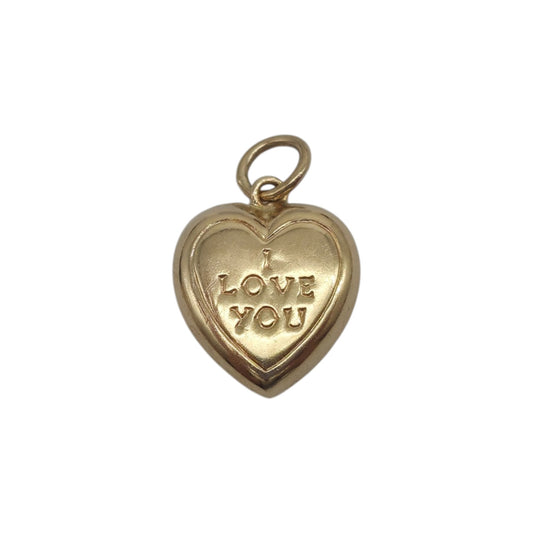 9K 375イエローゴールド "I Love You" ハートチャーム 1964年頃製 長さ1.3cm 0.8g