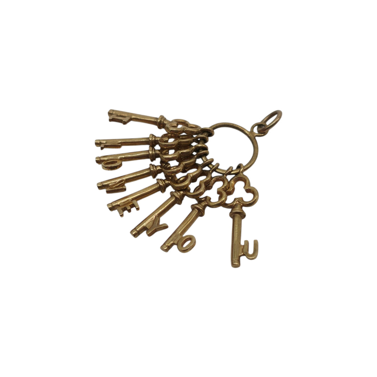 9ct 375 Yellow Gold Bundle Of "I Love You" Keys Charm 1971 L 2.5 cm 3.5 g.