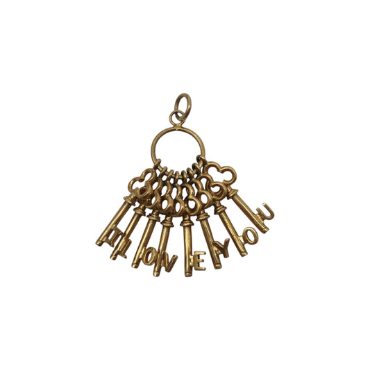 9ct 375 Yellow Gold Bundle Of "I Love You" Keys Charm 1971 L 2.5 cm 3.5 g.