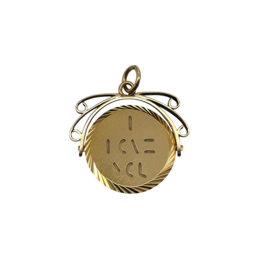 Fancy 9ct 375 Yellow Gold "I Love You" Spinner Charm L 2.1 cm 3.2 g.
