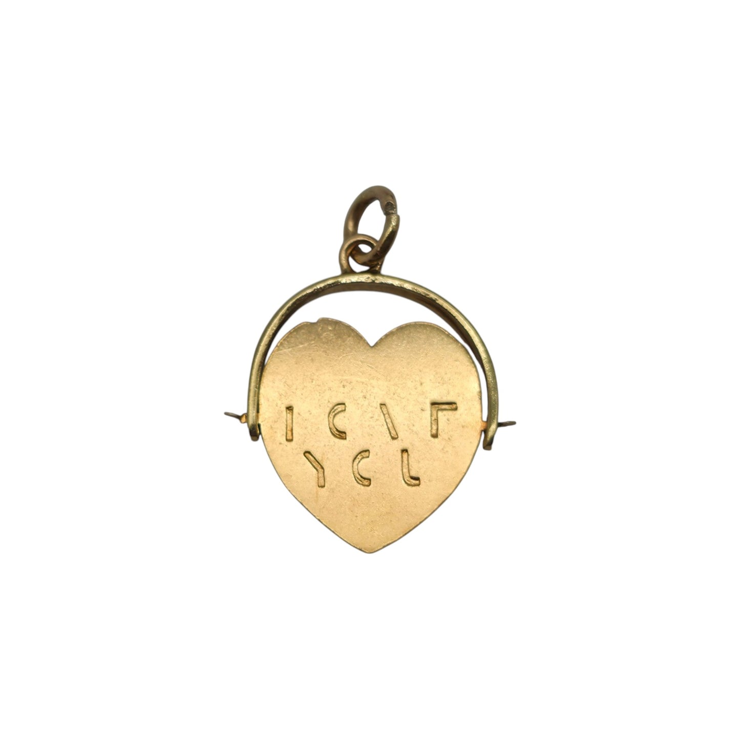 Chester 9ct 375 Yellow Gold "I Love You" Spinner Charm 1960 L 1.5 cm 0.9 g.