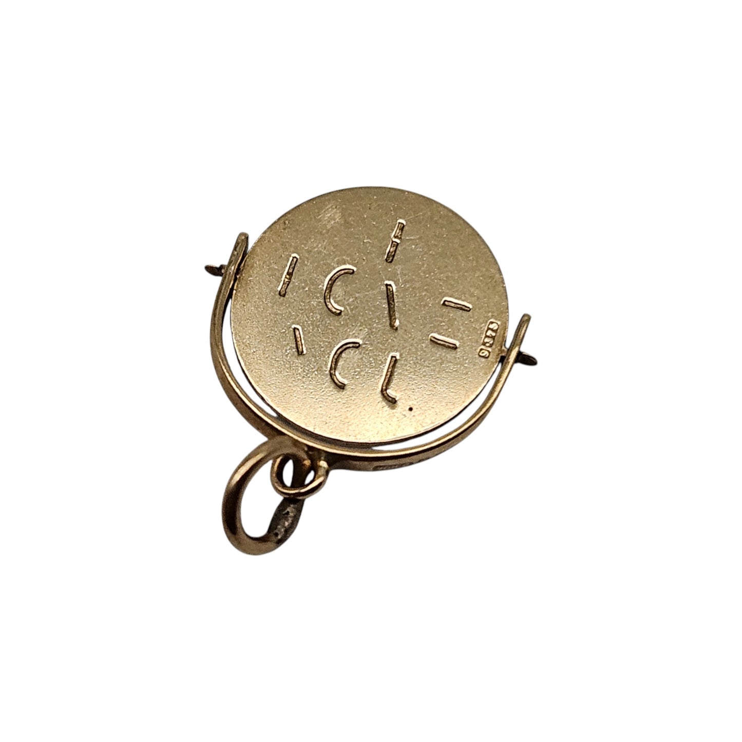 9ct 375 Yellow Gold "I Love You" Spinner Charm 1966 L 1.4 cm 1.0 g.