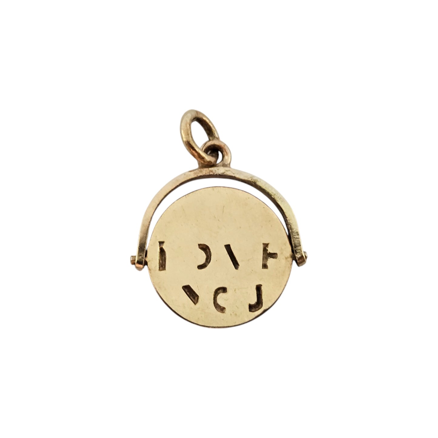 9ct 375 Yellow Gold "I Love You" Spinner Charm 1966 L 1.4 cm 1.5 g.