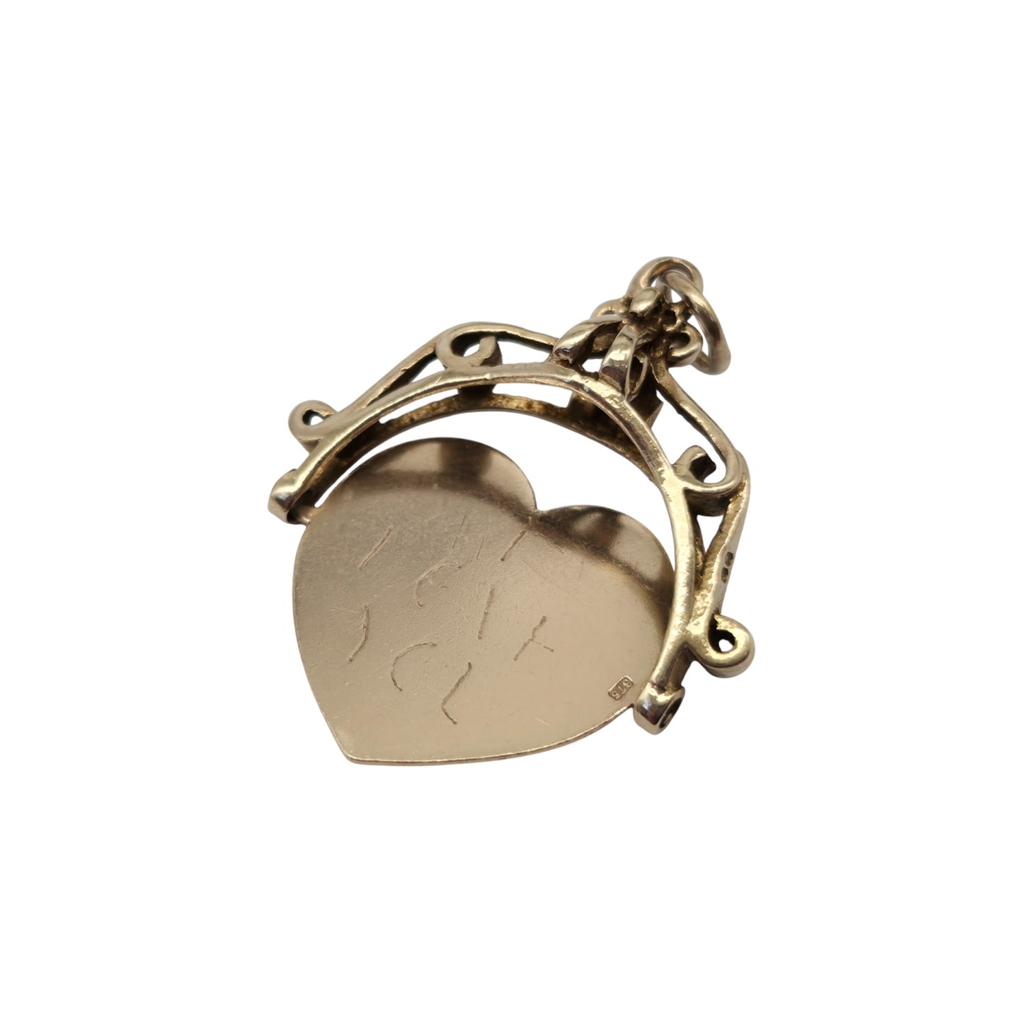 9ct 375 Yellow Gold "I Love You" Spinner Charm 1979 L 2.4 cm 2.7 g.