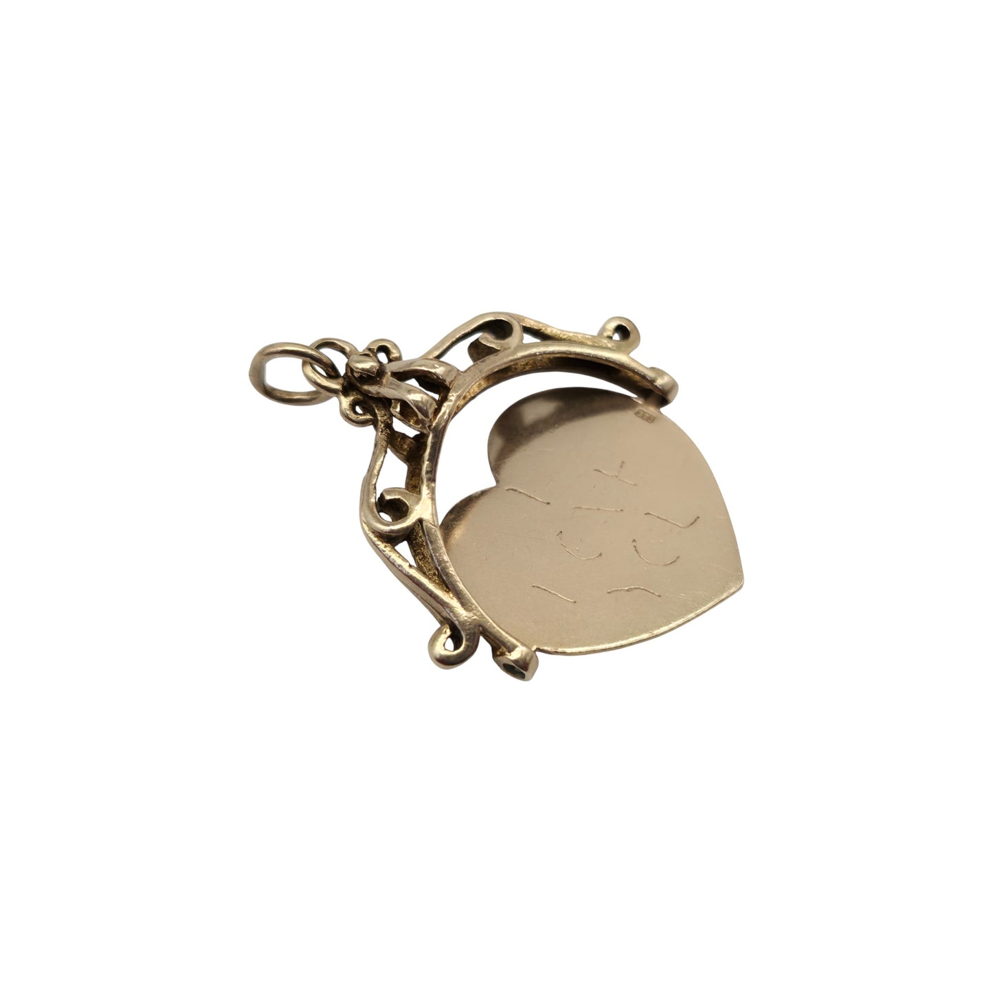 9ct 375 Yellow Gold "I Love You" Spinner Charm 1979 L 2.4 cm 2.7 g.