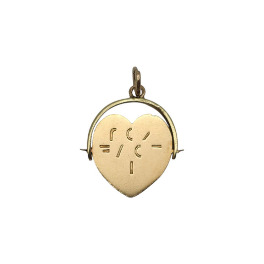 Chester 9ct 375 Yellow Gold "I Love You" Spinner Charm 1960 L 1.5 cm 0.9 g.