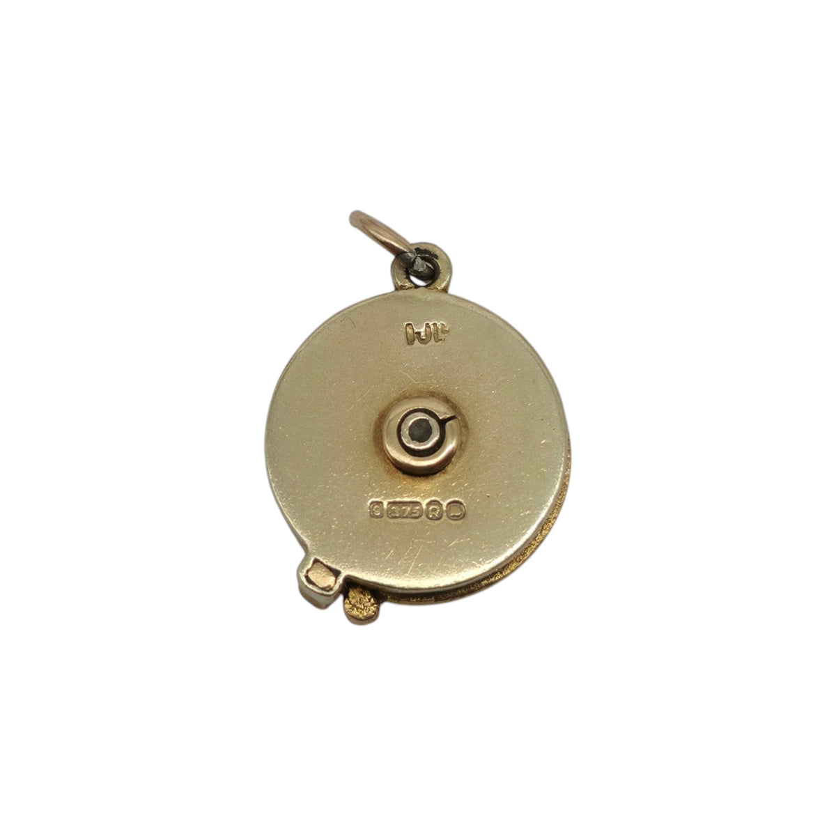 9ct 375 Yellow Gold & Enamel Articulated "2 Tel U I Love You" Telephone Charm 1952 L 1.2 cm 2.6 g.