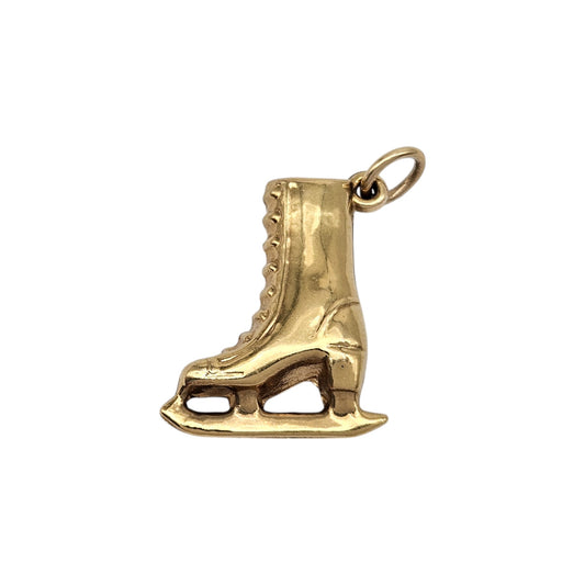 9ct 375 Yellow Gold Ice Skating Boot Charm 1978 L 2.1 cm 1.9 g.