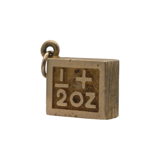 Heavy 9ct 375 Yellow Gold 1/2 OZ Ingot Charm 1975 L 1.5 cm 15.6 g.