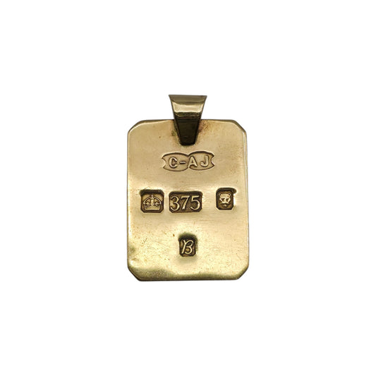 9ct 375 Yellow Gold Ingot Pendant 1976 L 3.0 cm 8.4 g.