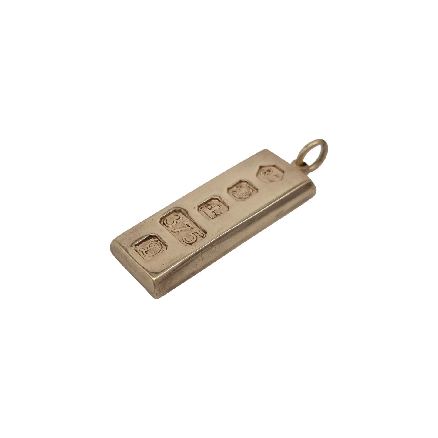 Solid 9ct 375 Yellow Gold Ingot Pendant 1978 L 4.0 cm 30.3 g.