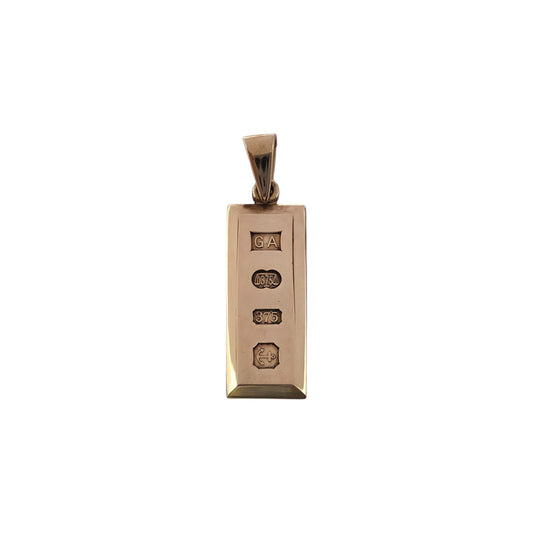 9ct 375 Yellow Gold Ingot Pendant L 2.7 cm 8.4 g.