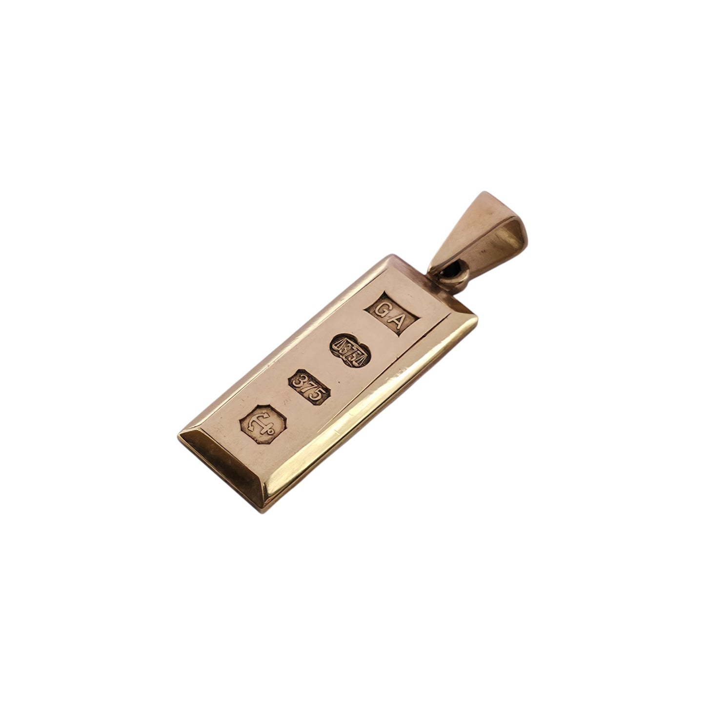 9ct 375 Yellow Gold Ingot Pendant L 2.7 cm 8.4 g.
